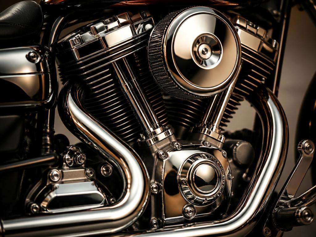Chromed V-twin motorcycle engine